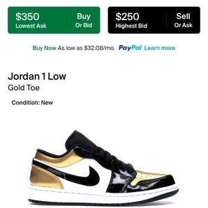 JORDAN LOW 1 “gold toe” very near Deadstock (edit) found the original box !